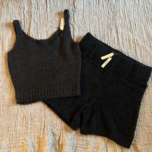 Skims fuzzy mid drift tank and short set in black